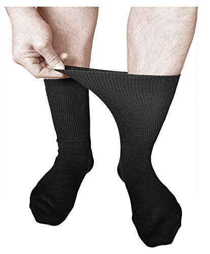 vitsocks Calcetines Extra Anchos No Aprietan Hombre (3 PARES) Piernas Tobillos Pies Hinchados, negro, 42-43