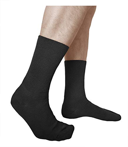 vitsocks Calcetines Extra Anchos No Aprietan Hombre (3 PARES) Piernas Tobillos Pies Hinchados, negro, 44-46