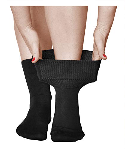 vitsocks Calcetines Extra Anchos No Aprietan Mujer (3 PARES) Piernas Tobillos Pies Hinchados, negro, 35-38