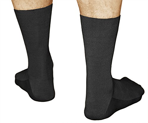 vitsocks Calcetines Sin Elástico 98% Algodón Hombre (3 PARES) No Presión Hinchazón Leve, negro, 42-43