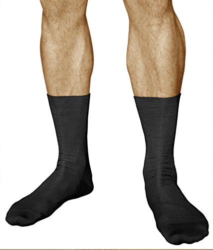 vitsocks Calcetines Sin Elástico 98% Algodón Hombre (3 PARES) No Presión Hinchazón Leve, negro, 42-43