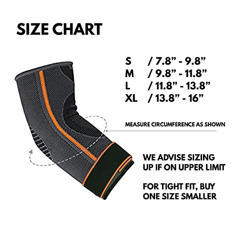 VITTO - Codera de compresión para aliviar la tendinitis, la artritis, el codo de tenista y el codo de golfista, y para el levantamiento de pesas, talla M, gris, 1 unidad + correa