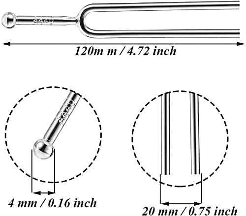 Voarge 2 Piezas Diapasón, Diapasón 440, Acero Inoxidable Diapasones Estándar A440 Hz Chakra Herramienta de Tono para Dispositivo Musical (Plata), Instrumento afinador de guitarra de violín