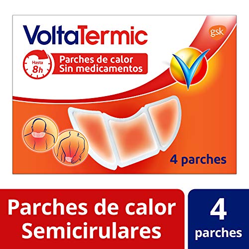 VoltaTermic, Parches de Calor, Alivio del Dolor 24 Horas, sin Medicamentos, 4 Parches Semicirculares