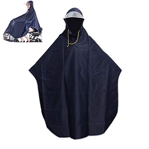 VORCOOL Cabo de lluvia para hombre y mujer, con capucha, resistente al viento, para la lluvia, para la movilidad, para acampar, al aire libre, con tapa transparente (azul marino)