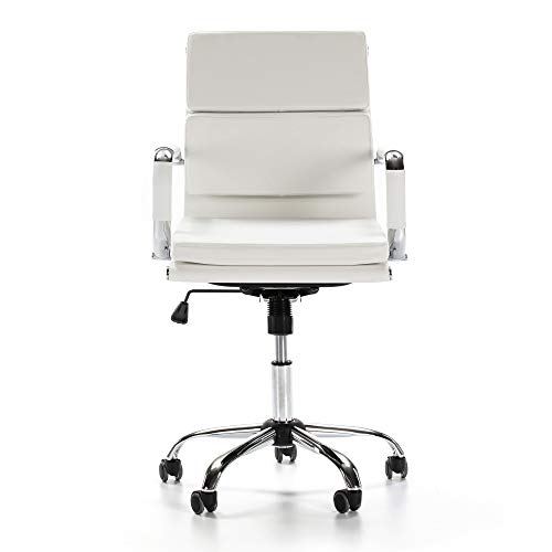 VS Venta-stock Sillón de Oficina Fenix reclinable Blanco, Piel sintética, Silla ejecutiva con conjín engrosados, Altura Ajustable, Diseño ergonómico