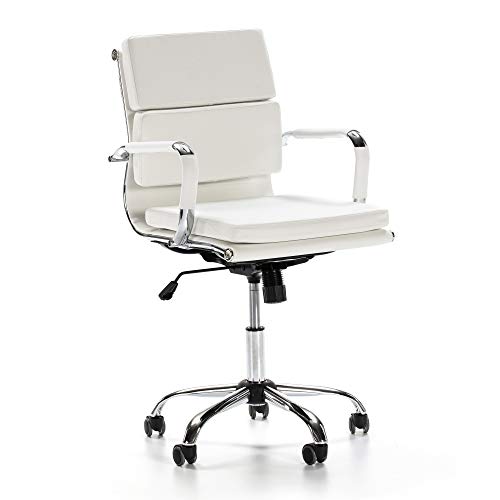 VS Venta-stock Sillón de Oficina Fenix reclinable Blanco, Piel sintética, Silla ejecutiva con conjín engrosados, Altura Ajustable, Diseño ergonómico