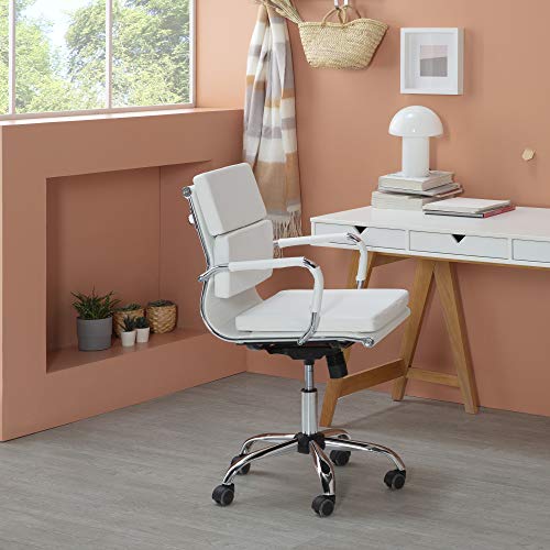 VS Venta-stock Sillón de Oficina Fenix reclinable Blanco, Piel sintética, Silla ejecutiva con conjín engrosados, Altura Ajustable, Diseño ergonómico