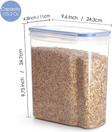 Vtopmart 4L Recipientes para Cereales Almacenamiento de Alimentos, Jarras de Almacenamiento de Plástico con Tapa Hermética Sin BPA,Juego de 4 + 24 Etiquetas, para harina,café, etc