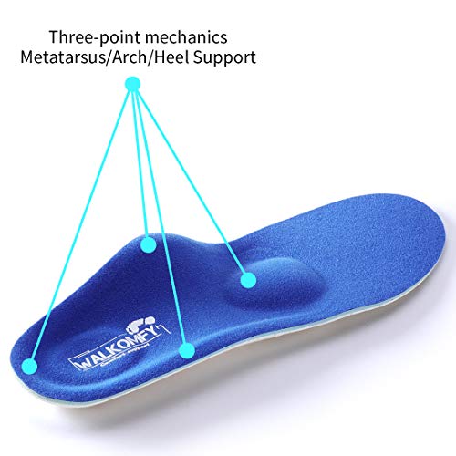 Walkomfy Plantillas Ortopedicas con Soporte de Arco y Talone, Arch Support Insole para Pie Cavo, Fascitis Plantar, Pronador, Pie Plano, Pie Valgo, Supinador, Dolor en Metatarso, para Deporte Trabajo