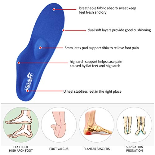 Walkomfy Plantillas Ortopedicas con Soporte de Arco y Talone, Arch Support Insole para Pie Cavo, Fascitis Plantar, Pronador, Pie Plano, Pie Valgo, Supinador, Dolor en Metatarso, para Deporte Trabajo