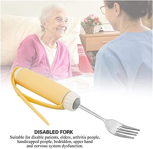 WANGPP Utensilios adaptativos -Tenedor de Parkinson for Ancianos,Utensilios adaptativos curvados for Comer for Ancianos,Artritis y discapacidad