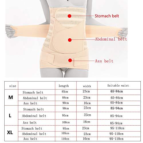 WANYIG Faja Postparto Reductora Mujer 3 en 1 Transpirable Elástico Recuperación Post-Parto Vientre/Cintura/Soporte Pélvico Cinturón Transpirable Elástico (Beige, M)