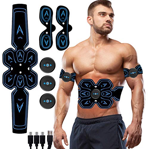 WARDBES Electroestimulador Muscular Abdominales, Estimulador Muscular Abdominales, Eñectro Estimulador Abdominal, EMS Trainer para Abdomen/Brazo/Piernas/Cintura para Hombres y Mujeres