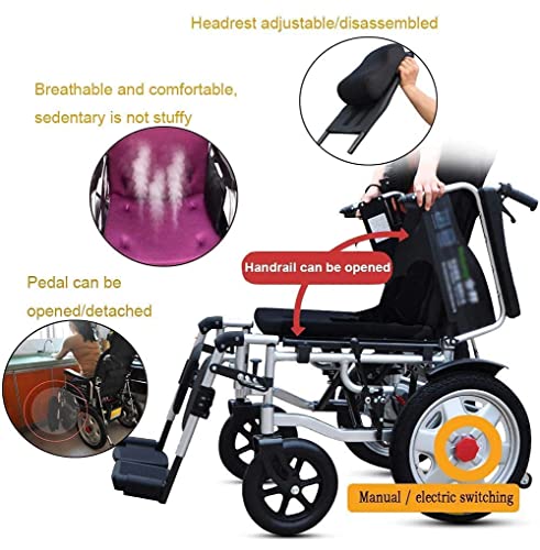 WBJLG Inteligencia Totalmente automática Coche eléctrico Silla de Ruedas Inteligente Plegable Silla de Ruedas automática portátil para Personas Mayores discapacitadas, 20A