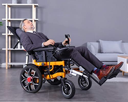 WBJLG Silla de Ruedas eléctrica Plegable Ancianos Coche para discapacitados Ancianos Vehículo Inteligente de 4 Ruedas Función de acostarse con Respaldo Alto Scooter portátil automático Silla de RU