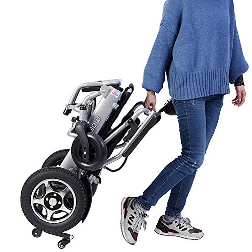 WBJLG Silla de Ruedas eléctrica Plegable Liviana para Personas Mayores, Scooter médico portátil para Personas con Movilidad Reducida y Personas Mayores, avión Permitido, Motor Doble de hasta 15 mi