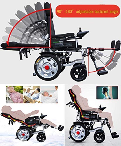 WBJLG Silla de Ruedas eléctrica, Rueda de Ayuda a la Movilidad compacta eléctrica Plegable, Scooter médico portátil liviano, Respaldo Ajustable y Joystick, 15 km