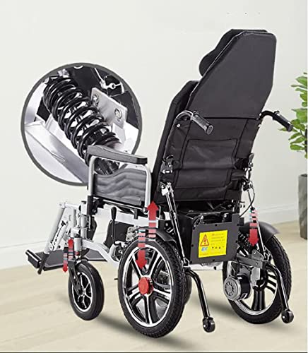 WBJLG Silla de Ruedas, Silla de Ruedas eléctrica Exclusiva Plegable y Liviana, portátil, potentes Motores sin escobillas, Respaldo Ajustable y Joystick con Scooter para reposacabezas