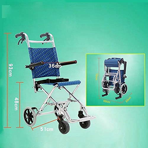 WBJLG sillas de Ruedas Silla de Ruedas portátil Scooter Silla de Ruedas Plegable Silla de Ruedas para Personas Mayores Los Aviones Pueden soportar Cien kilogramos para Personas con Movilidad reduc