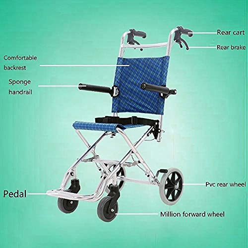 WBJLG sillas de Ruedas Silla de Ruedas portátil Scooter Silla de Ruedas Plegable Silla de Ruedas para Personas Mayores Los Aviones Pueden soportar Cien kilogramos para Personas con Movilidad reduc