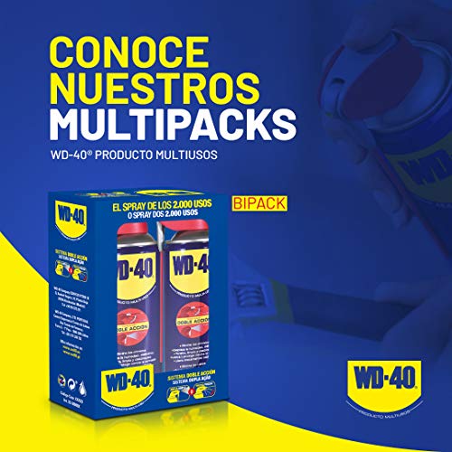 WD-40 Producto Multi-Uso Doble Acción - Spray 400ml - Aplicación amplia o precisa. Lubrica, Afloja, Protege del óxido, Dieléctrico, Limpia metales y plásticos y Desplaza la humedad