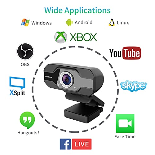 Webcam 1080P, TedGem Webcam con Microfono para pc, Full HD Webcam USB 2.0, Corrección de Iluminación，Streaming Cámara Reducción de Ruido para Videollamadas, Skype, FaceTime, Youtube