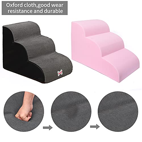 Weichuan Escalera para Perros 3 Escalones, Antideslizante Escalera de Mascota para Cama Sofá, Rampa Escalera de Esponja para Gatos Perros Pequeños Cachorros Gris L