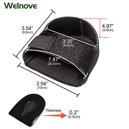 Welnove - 2 protectores de talón, almohadillas de talón, soporte de talón para dolor de talón de fascitis plantar, tendinitis, talones agrietados (tallas de mujer): 37-42, tallas de hombre 37-44)