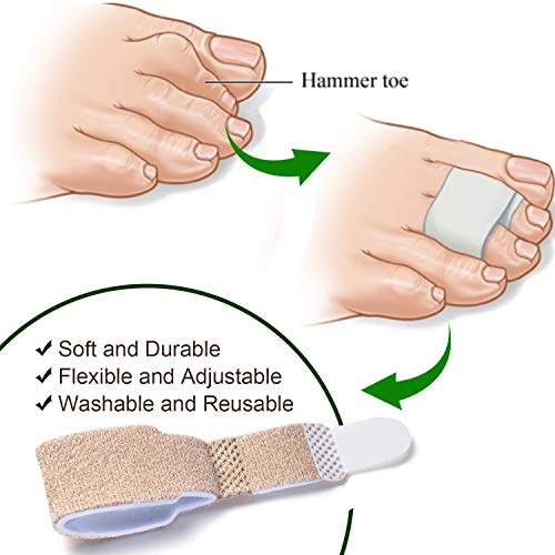 Welnove - 6 enderezadores de pie para dedo en martillo, férulas de dedo, vendajes acolchados, para corregir dedos de los pies con fracturas, torcidos y superpuestos