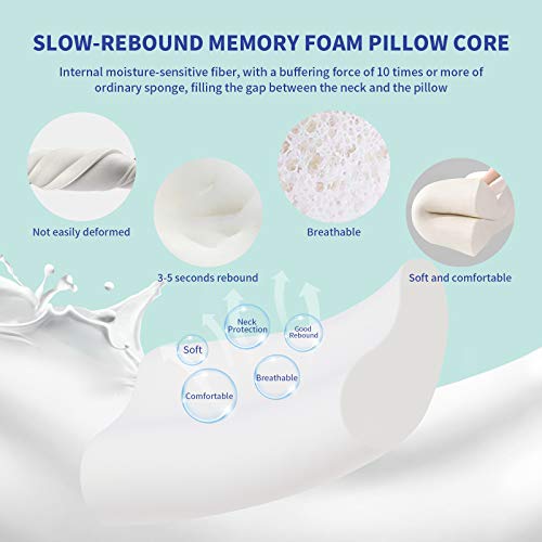 Wemk Almohada Cervical, Almohada Viscoelastica para Reducir Dolores Cervicales, Almohada Ergonómica para Dormir en Diferentes Posturas (Lado, Espalda o Estómago) - con Funda Extraíble y Lavable