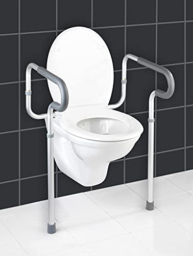 WENKO Barra de seguridad para el WC Secura, 5 posiciones ajustable, pies de goma antideslizantes, fácil montaje, 55.5 x 71-81.5 x 48 cm, acero inoxidable