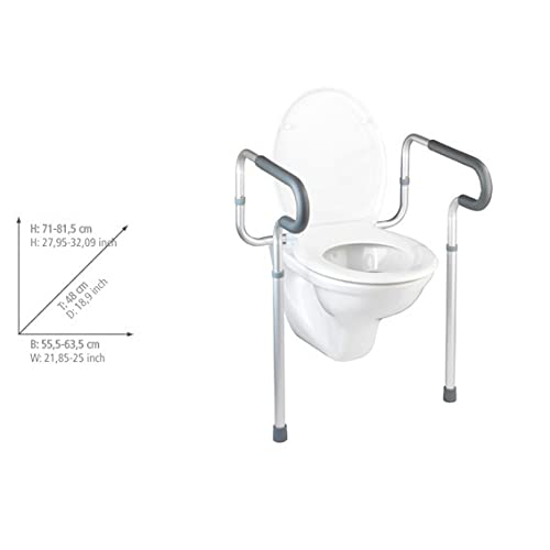 WENKO Barra de seguridad para el WC Secura, 5 posiciones ajustable, pies de goma antideslizantes, fácil montaje, 55.5 x 71-81.5 x 48 cm, acero inoxidable