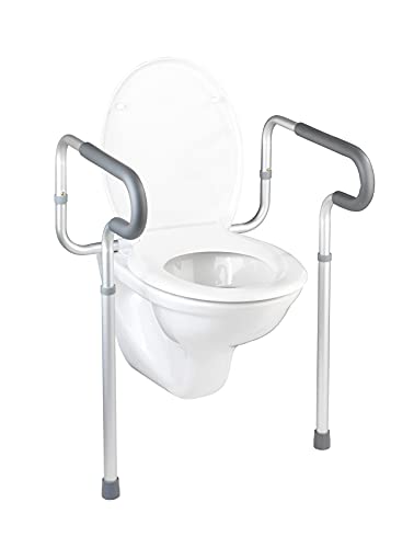 WENKO Barra de seguridad para el WC Secura, 5 posiciones ajustable, pies de goma antideslizantes, fácil montaje, 55.5 x 71-81.5 x 48 cm, acero inoxidable