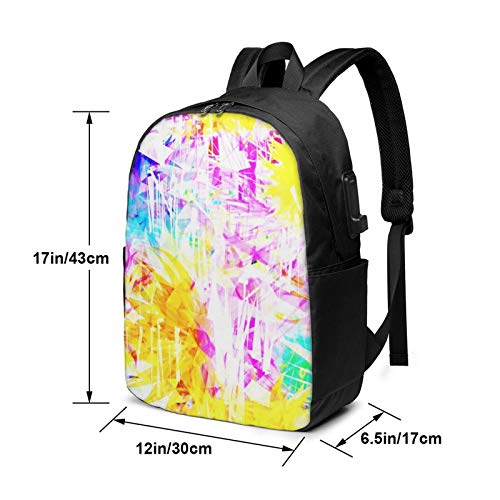 WEQDUJG Mochila Portatil 17 Pulgadas Mochila Hombre Mujer con Puerto USB, Abstracción Brillante Agudo Curvo Mochila para El Laptop para Ordenador del Trabajo Viaje