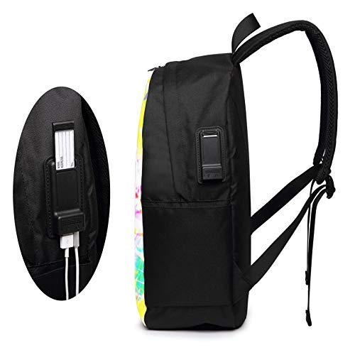 WEQDUJG Mochila Portatil 17 Pulgadas Mochila Hombre Mujer con Puerto USB, Abstracción Brillante Agudo Curvo Mochila para El Laptop para Ordenador del Trabajo Viaje