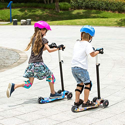 WeSkate Patinete Niños 3 Ruedas para Niños y Niñas de 3 a 12 Años con Manillar Ajustable y Ruedas Intermitentes Scooter Infantil Desmontable con Bandeja Sólida Antideslizante