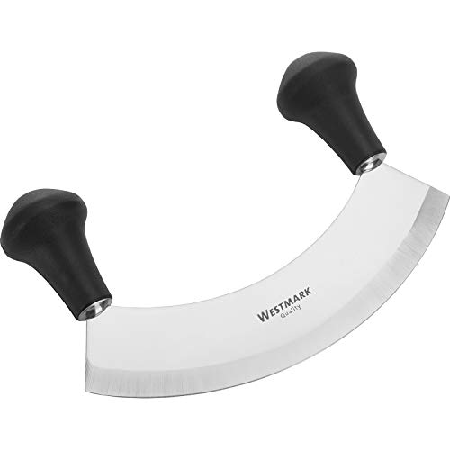 Westmark Cuchillo para picar/cortar de hierbas y pizza, Con 1 hoja, Longitud 17 cm, Acero inoxidable/plástico, Plateado/negro, 12932270