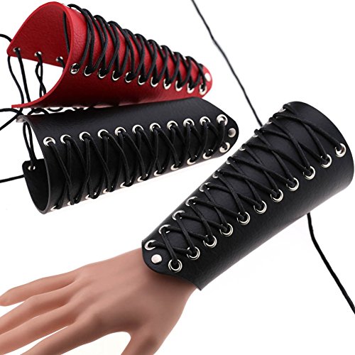 WFZ17 Brazalete unisex de piel sintética para antebrazo, brazalete ancho, protector de antebrazo, color negro