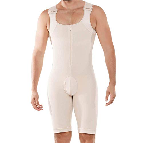 Whlucky Hombre Cintura Trainer Fajas Mono Compresión Modelador de Cuerpo Completo Adelgazar Gancho Ajustable Fajas de corsé,Beige,5XL