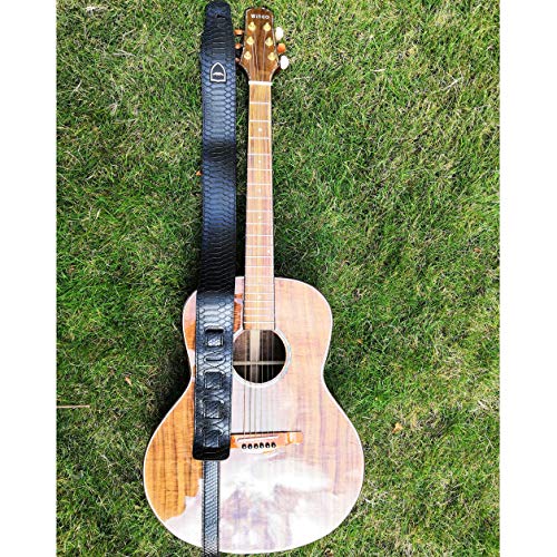 WINGO Ancha Ajustables PU Cuero Correa de Guitarra para Guitarra Eléctrica Bajo Guitar- Negro