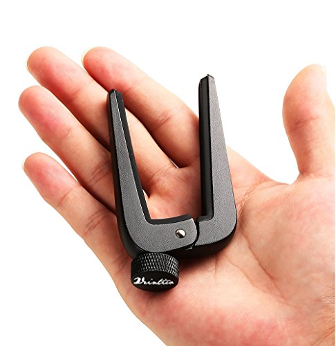 WINGO Cejilla Universal Capo para Guitarra de 6 o 12 Cuerdas, Española Electricas Clásica Electrica Acustica Clasica Folk Bajo instrumento, Negro.