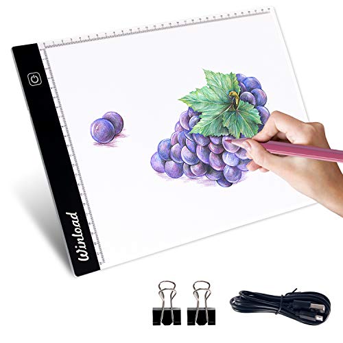 Winload Mesa de Luz Dibujo A4, 3,5 mm Delgado Copia de la Junta, Brillo Ajustable LED Tableta, Tableros de Dibujo LED Tracking Light Pad con cable USB para Artistas, Animación, Bocetos, Diseño, X-Ray