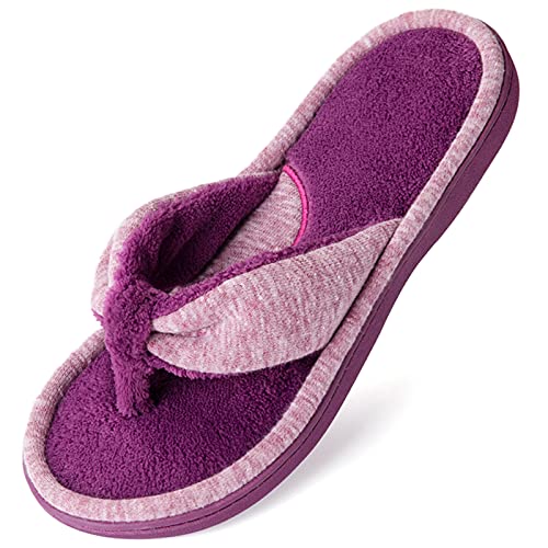 Wishcotton Mujeres Jersey Flip Flop Slippers Punta Abierta Metedera Pantuflas, Vino, 36-37 EU