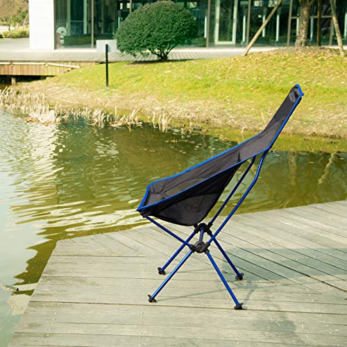 WOLTU Silla de Camping Silla Plegable Ultraligera y Portátil con Bolsa de Transporte, Silla para Acampar Fácil Transporte, para Playa,Pesca y Acampada Soporta hasta 140 KG Azul + Negro CPS8133sz