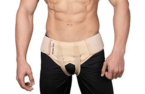 Wonder Care® - Cinturón de hernia inguinal para hombres para aliviar el dolor antes de la cirugía Para hernia doble inguinal o deportiva Braguero con 2 almohadillas de compresión removibles y correas ajustables en la ingle A-103