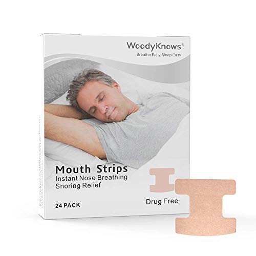 WoodyKnows Cinta bucal, tiras bucales antirronquidos, desarrolla el hábito de la respiración nasal, mantiene la forma natural de la cara (Fuerza Media, Modelo Original, 24 Piezas)