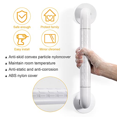 WOOHSE Asidero de Baño Antideslizante blanco Ø 35x350 mm Asa de Seguridad para Baño Manija de la Ducha de Acero Inoxidable para Niños y personas mayores o enfermas, Capacidad de carga máx. 120 kg