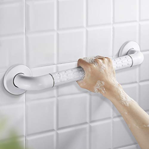 WOOHSE Asidero de Baño Antideslizante blanco Ø 35x350 mm Asa de Seguridad para Baño Manija de la Ducha de Acero Inoxidable para Niños y personas mayores o enfermas, Capacidad de carga máx. 120 kg