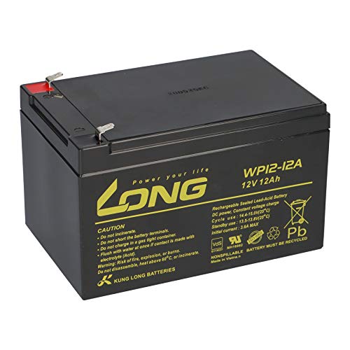 WSB Battery Batería de plomo WP12-12A, 12 V, 12 Ah, 4,8 mm, Faston Lead-Acid, compatible con LC-RA1212PG, LC-RA1212PG1, Exide Powerfit S312/12S, NP12-12, FG21202, NP12-12-WT, MP12, 6-FM-12 6-DZM-1 2.